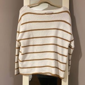 White and mustard yellow oversized sweater